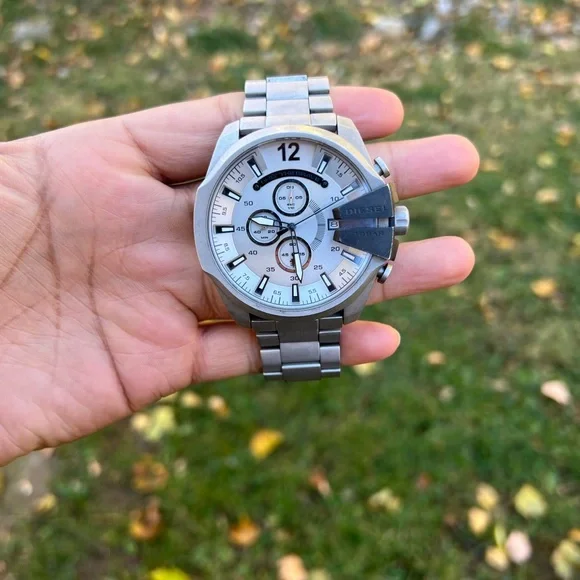 Diesel Mens Mega Chief Chronograph Silver-Tone Stainless Steel Watch - Picture 8 of 8